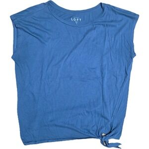 Ann Taylor LOFT Women's Blue Sleeveless Tie-Front Tee‎ Top Size Medium